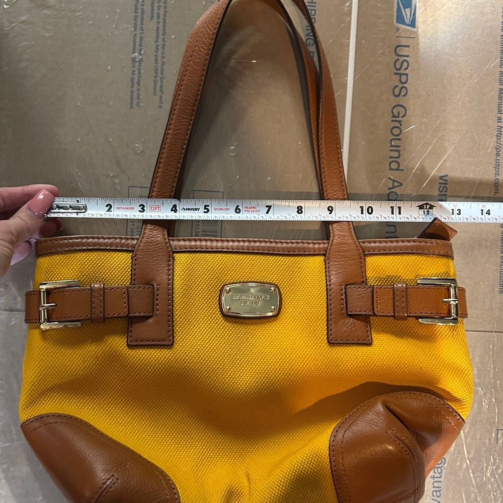 Michael Kors canvas leather trim Yellow and Brown Tote - Picture 7 of 8